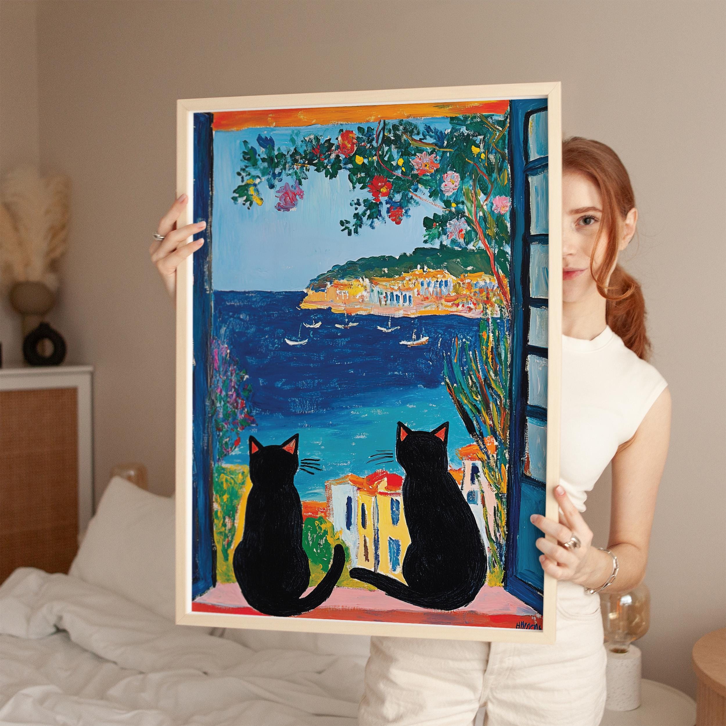 黒猫のポスター、アンリ・マティスの猫のプリント、黒猫のアート