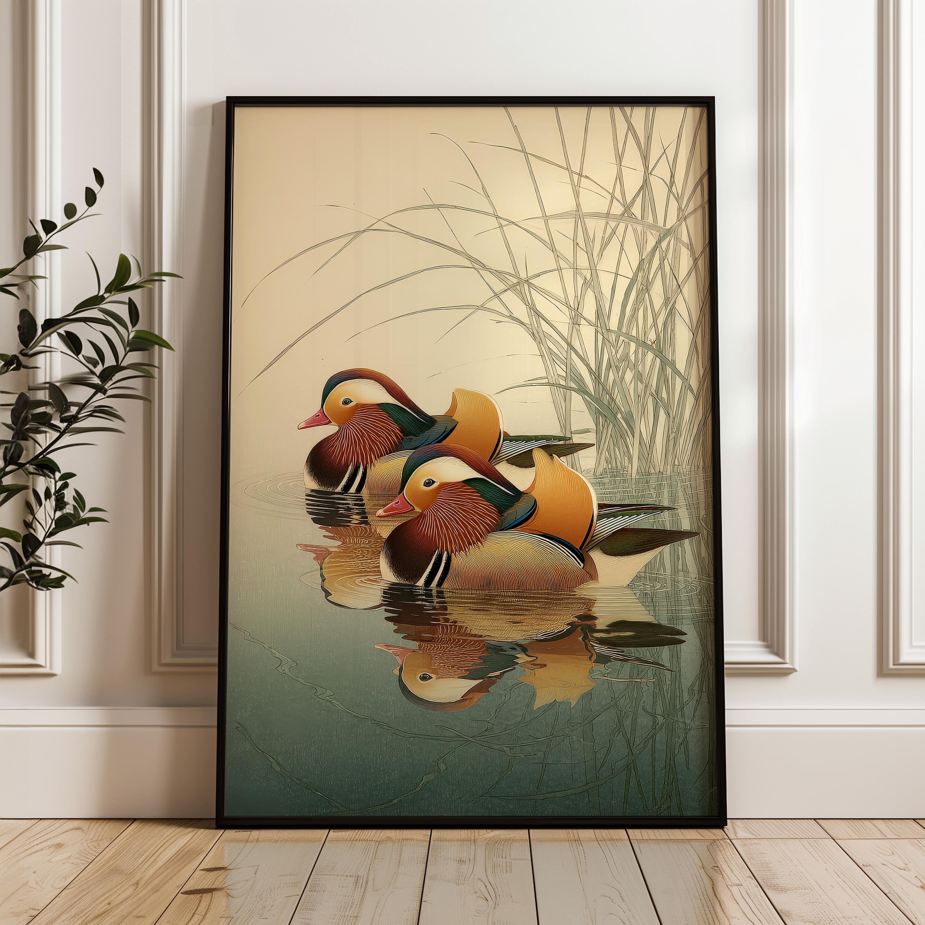 Mandarin Ducks, Vintage Japanese-style, Digital Poster Download - Etsy