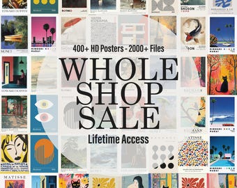 Complete shopbundel, set van 1000+ prints, digitale prints, levenslange toegang