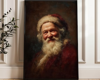 Santa Claus Portrait, Vintage Realistic, Digital Poster Download