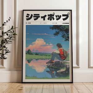 Decoración de habitación indie, impresión estética de vaporwave de los 90, póster retro japonés Y2K, decoración de pared de anime retro, arte manifiesto de estilo vintage