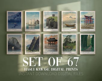 Set van 67 Hasui Kawase-posterbundel, Japandi-posterbundel, digitale download, Hasui Kawase-tentoonstellingsposter, Ukiyoe-bundel, houtsnededruk