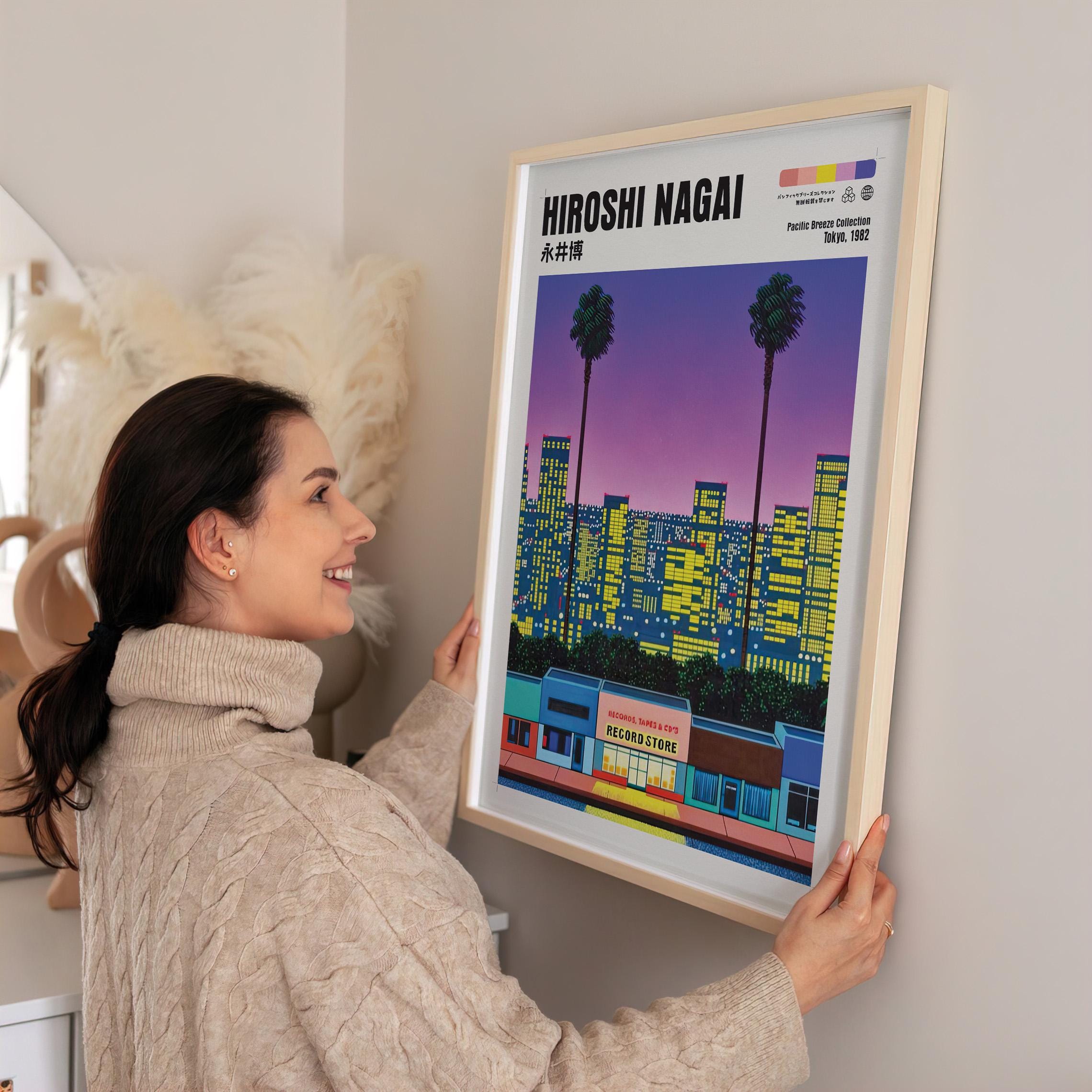 Hiroshi Nagai Art Print, Japanese City Pop, Vaporwave Poster