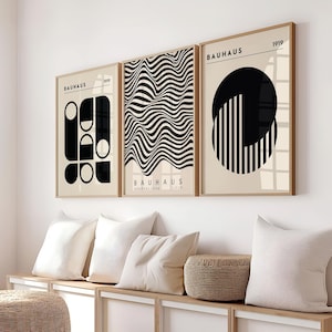 Set of 3 Prints, Poster Set, Digital Download, Gallery Wall Art Set, Bauhaus Art Print Set, Bauhaus 3 Poster Bundle