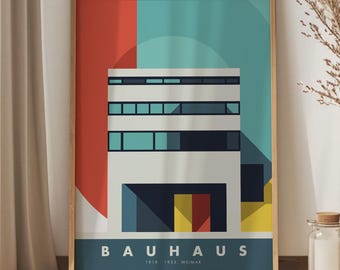 Bauhaus Art Poster, Digital Download, Minimalist Design, Architectural Poster, Printable, Wall Art, Home Decor, Living Room Decor, Abstract