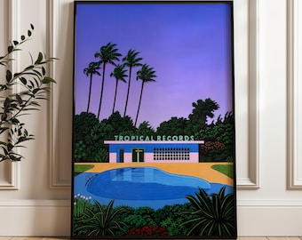 Tropical Records Poolside, Japanese City Pop, Digital Poster