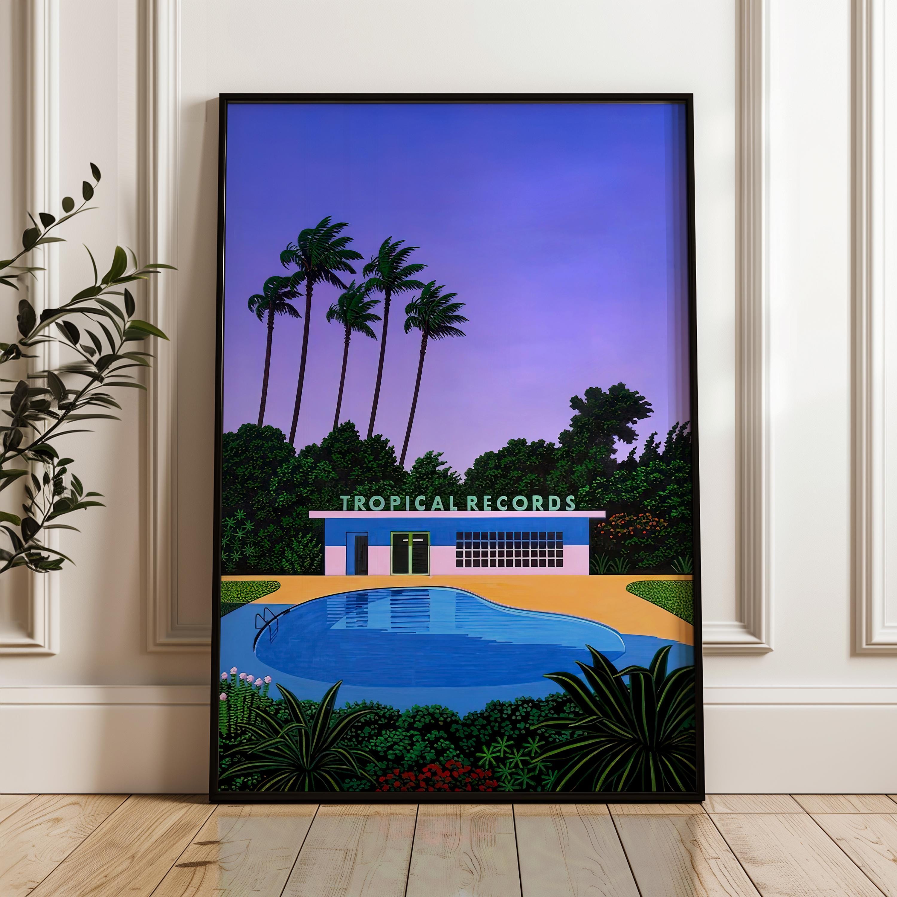 Tropical Records Poolside, Japanese City Pop, Digital Poster