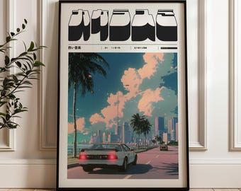 Retro Road Trip Sunset, Y2k Poster, Digital Poster Download