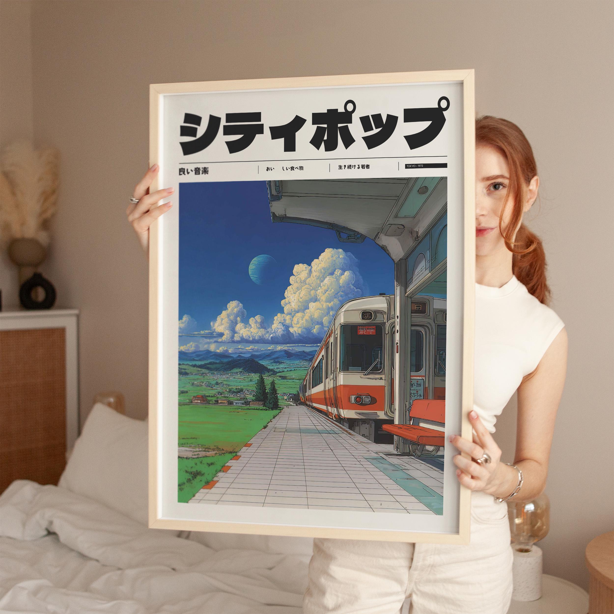 Retro Japanese Y2K Poster, Aesthetic 90s Vaporwave Print, Indie