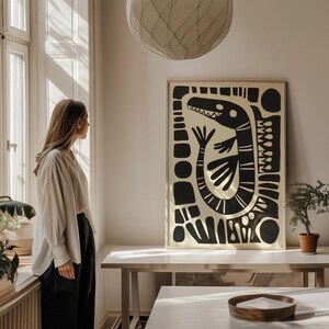 Etnisk konsttryck, traditionell mexikansk konstposter, folkkonst, vardagsrumsinredning, reseposter för Mexiko, ormposter, mexikansk kulturposter bild 3