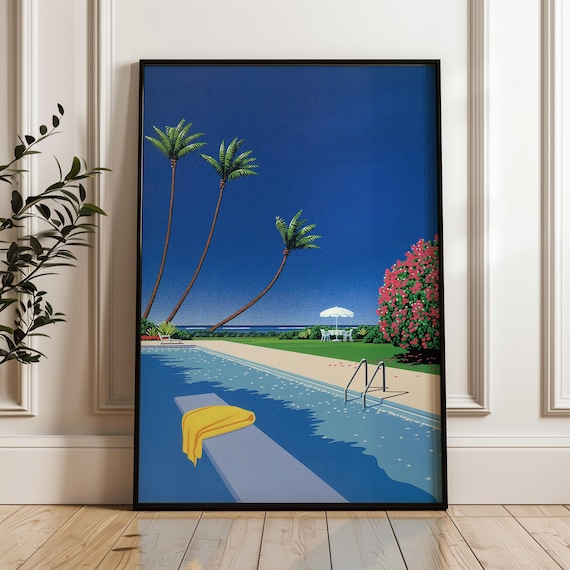 Poolside Scene, Hiroshi Nagai Japanese City Pop, Digital Poster