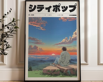 Retro Japanese Y2K Poster, Aesthetic 90s Vaporwave Print, Vintage