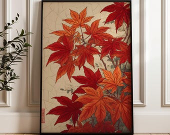 Herbst Ahorn Blätter, Vintage Botanische, Digitale Poster Download