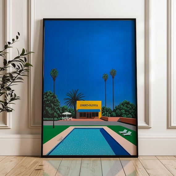 額縁付き】 永井博（Hiroshi Nagai） A2ポスター プールサイド 永井博