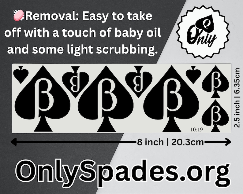 Queen Of Spades Temporary Tattoo, QOS Tattoo, BNWO, BBC Tattoo, Sheet of 14 Spades Beta Spades Mix