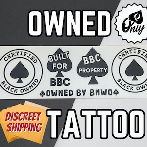 Certified Black Owned Temporary Tattoo, QOS Tattoo, BNWO, BBC Tattoo, Queen of Spades Tattoo Snow Bunny Tattoo, Blacked tattoo