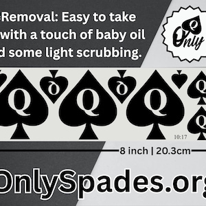 Queen Of Spades Temporary Tattoo, QOS Tattoo, BNWO, BBC Tattoo, Sheet of 14 Spades Queen of Spade Mix