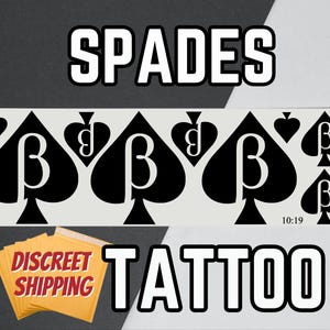 Beta Spades Temporary Tattoo, QOS Tattoo, BNWO, BBC Tattoo, Sheet of 14 Spades