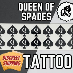 Queen Of Spades Temporary Tattoo, QOS Tattoo, BNWO, BBC Tattoo, Sheet of 14 Spades
