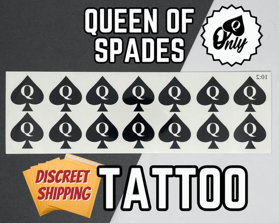 Queen Of Spades Temporary Tattoo, QOS Tattoo, BNWO, BBC Tattoo, Sheet of 14 Spades