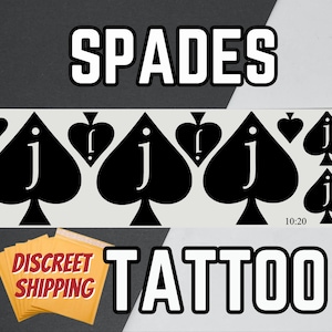Jack Of Spades Temporary Tattoo, QOS Tattoo, BNWO, BBC Tattoo, Sheet of 14 Spades