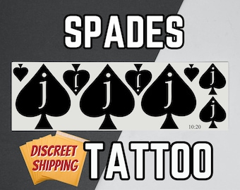 Jack Of Spades Temporary Tattoo, QOS Tattoo, BNWO, BBC Tattoo, Sheet of 14 Spades