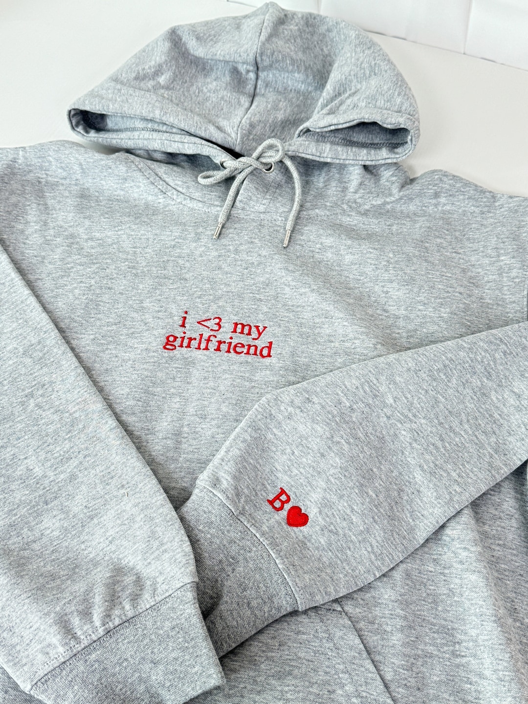 Custom Embroidered I Love My Girlfriend Couple Matching Initial Hoodie ...