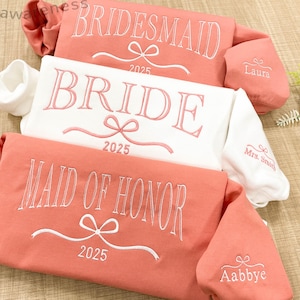 Embroidered Bride/Bridesmaid/Maid of Honor Sweatshirt | Mrs Sweatshirt | Bridal Shower Favors | Bachelorette Party Gift | Wedding Favors