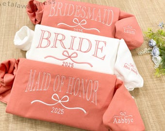 Embroidered Bride/Bridesmaid/Maid of Honor Sweatshirt | Mrs Sweatshirt | Bridal Shower Favors | Bachelorette Party Gift | Wedding Favors