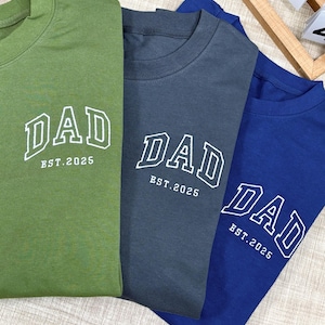 DAD Embroidered Sweatshirt, Custom Dad Est Shirt with Kids Names on Sleeve, New Dad Gift, Pregnancy Reveal, Fathers Day Gift From Kids