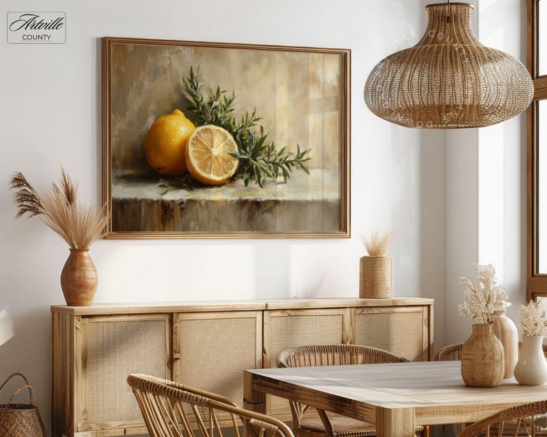Vintage Lemon Print, Cottage Printable Art, Country Kitchen Decor ...