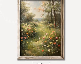 Vintage Spring Landscape Print Countryside Art Printable Spring Wall Art Landscape Painting Cottagecore Decor Nature Print Digital Download