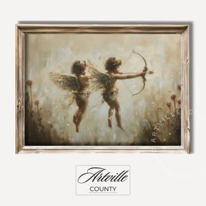 Muted Victorian Cupids Art Print, Romantic Wall Art, Printable Vintage Angel Art, Antique Love Decor, Neutral Tone Artwork, Digital Download