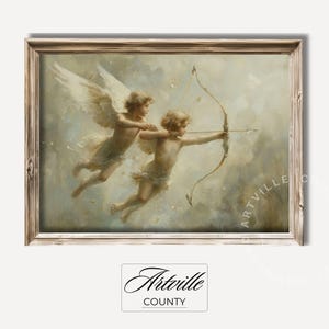 Vintage Cupids Wall Art, Valentines Muted Art Print, Printable Vintage Angels Art, Nursery Decor, Neutral Tone Artwork Digital Download