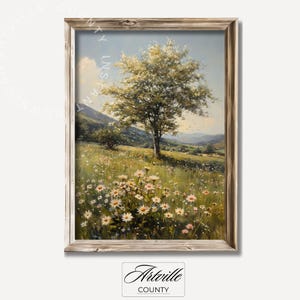 ヴィンテージ羊牧場絵画：イギリスの農場風景画（デジタルプリント