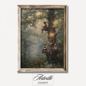 Wunderbare Ölgemälde, druckbare Märchen Wandkunst, Kinderzimmer Dekor, magischer Wald Druck, Vintage Kunstdruck, digitaler Download