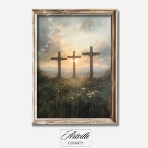 Christian Cross Printable Art, Religious Print, Christian Wall Art, Bible Oil Painting, Easter Art, Jesus Art, Cross Print, Digital Download