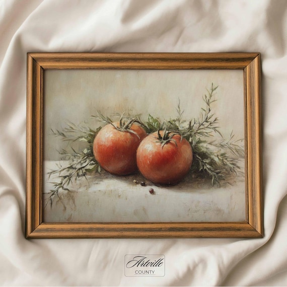 Vintage Tomato Print, Country Kitchen Decor, Farmhouse Food Wall Art, Digital Download