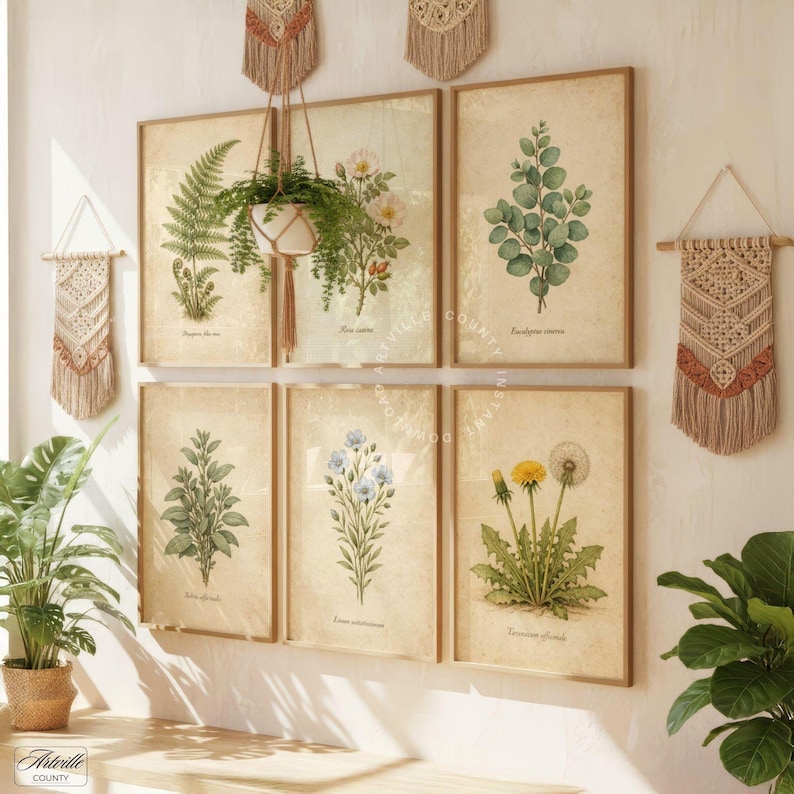 Vintage Botanical Print Set of 16, Printable Flowers Art, Farmhouse ...