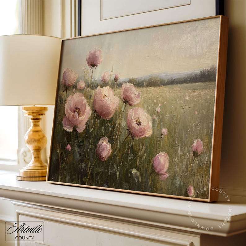 Printable Pink Wildflower Wall Art Spring Flower Bloom Print Country ...