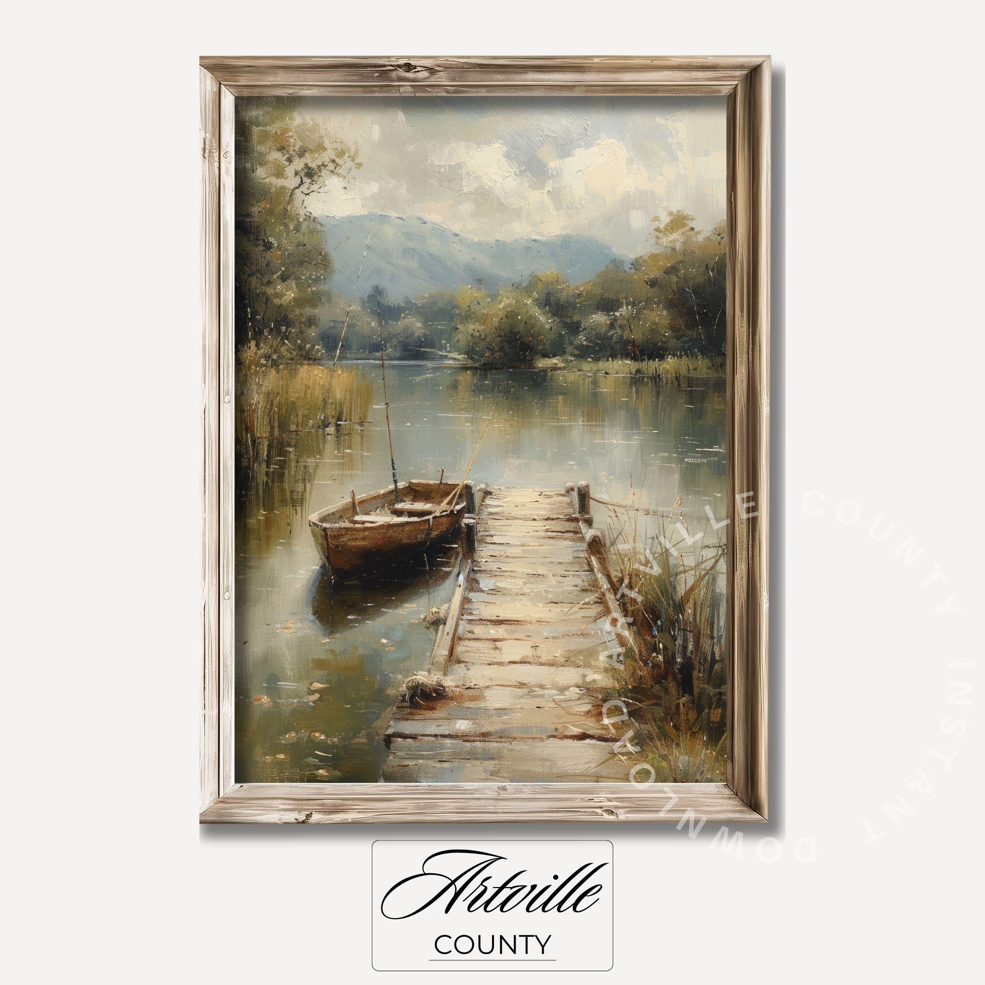 Abstraktes Ölgemälde „Drei Boote“ – Gerahmter Leinwanddruck, 30 X 20 Cm, 18 Mm Tiefe
