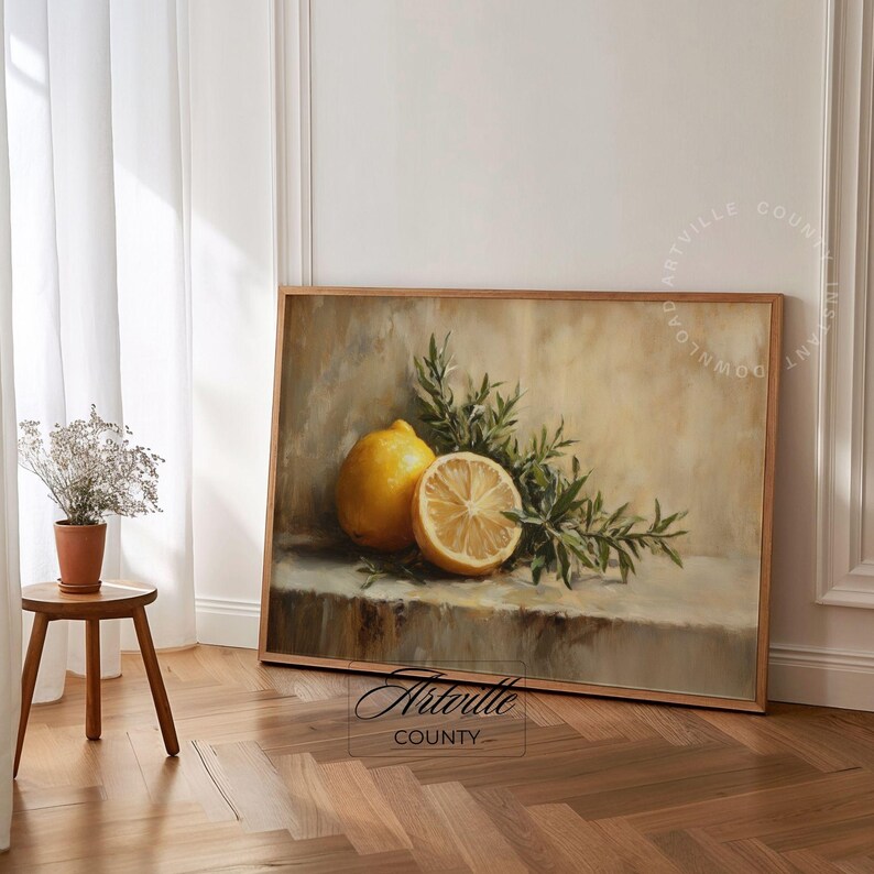 Vintage Lemon Print, Cottage Printable Art, Country Kitchen Decor ...