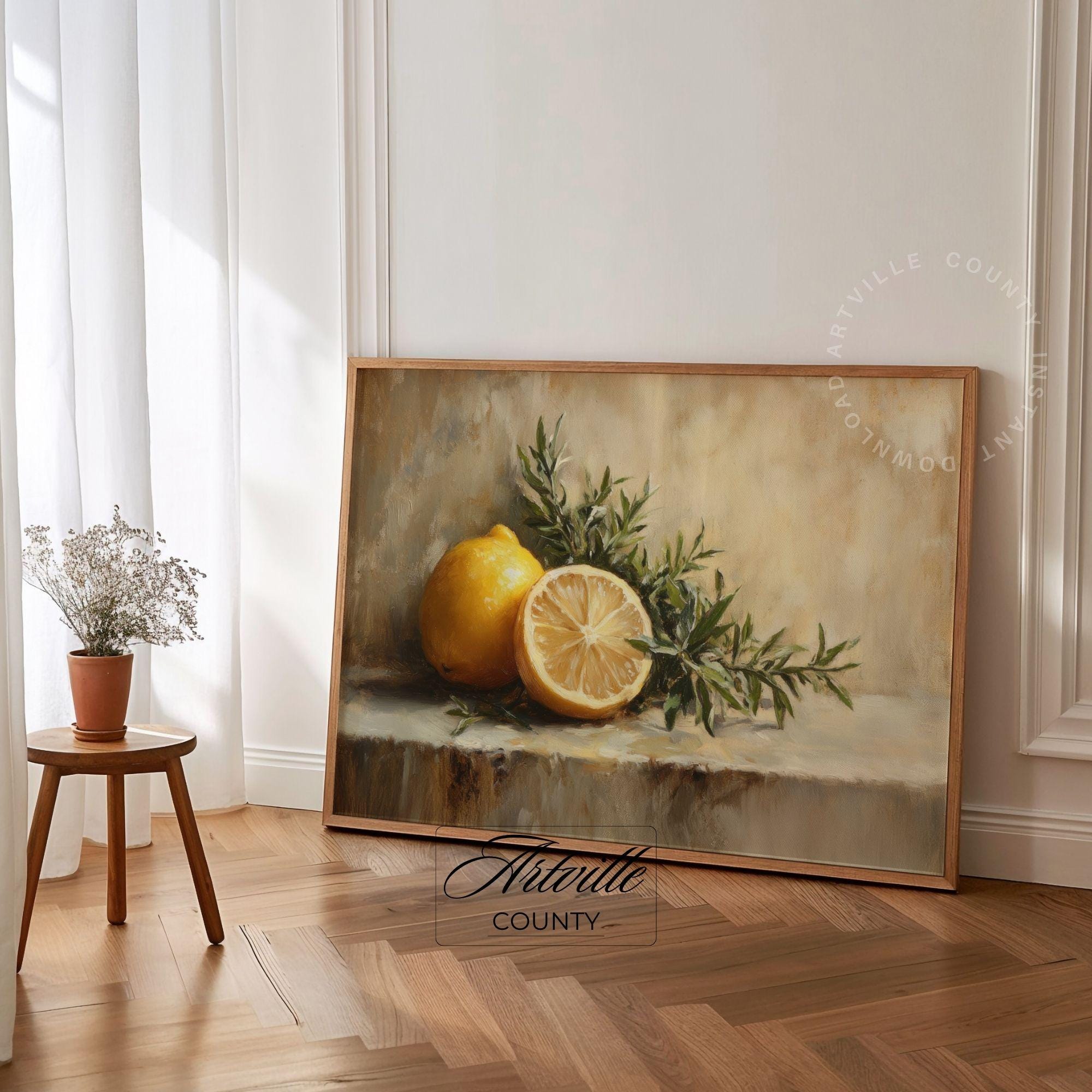 Vintage Lemon Print, Cottage Printable Art, Country Kitchen Decor ...