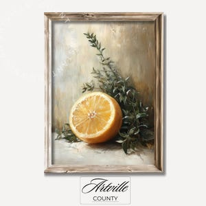 Vintage Lemon Still Life Art, Cottage Printable Wall Art, Country Kitchen Decor, Antique Fruit Painting, Farmhouse Wall Art Digital Download