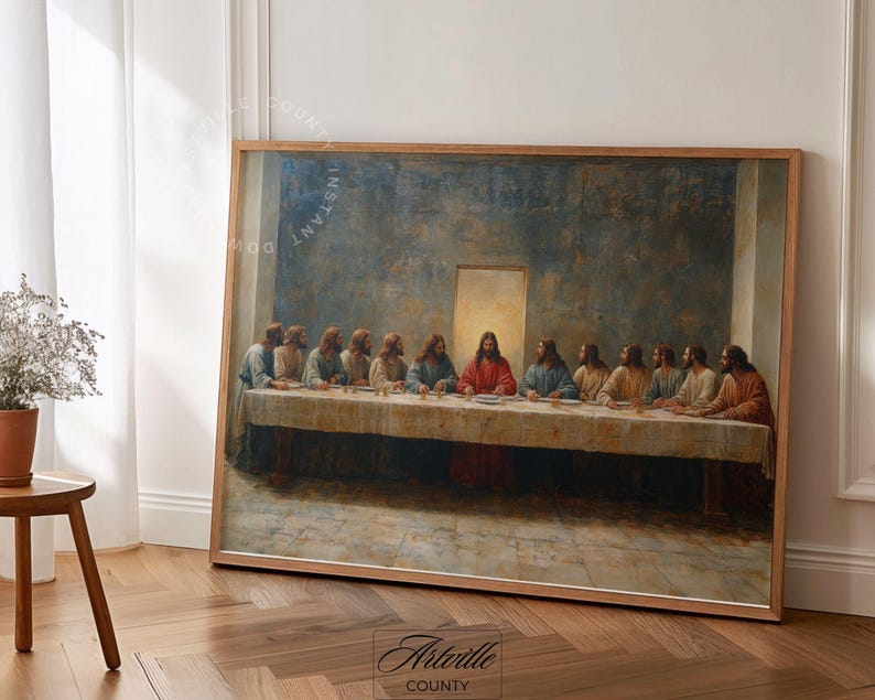 Rustic Last Supper The Last Supper Print: Vintage Renaissance Oil Painting (digital ...