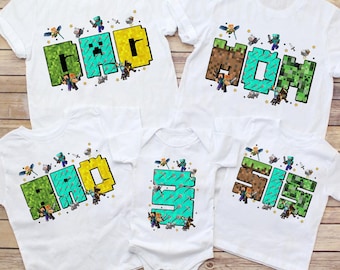 Family Birthday Gaming shirt Png, Pixel Gamer Matching Png, Dad Mom Bro Sis Toddler Png, Family Birthday Vacay Mode Png, MomCraft, Dad Craft