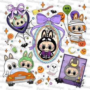 Mostri divertenti Summerween Png, Fiocco Coquette Png, Zucca Png, Fantasma di Halloween Png, Bambola mostruosa carina PNG perfetta per il design di magliette di Halloween