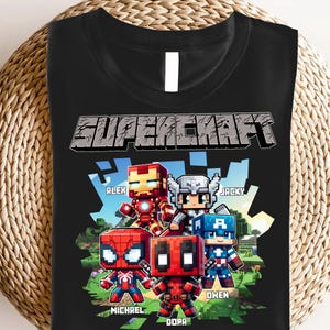 Personagens de super-heróis gamers personalizados em PNG, design de camiseta de herói personalizada, camiseta de aniversário para meninos gamers, PNG engraçado para crianças por sublimação