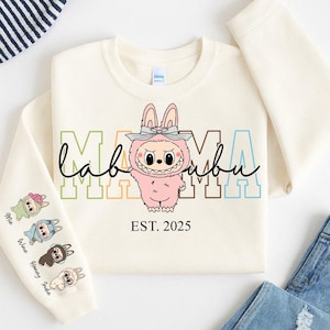 Camiseta personalizada Mama Monster PNG, Mama Est com nome da criança na manga, Boneca da moda combinando mãe e filhos PNG, Presente personalizado para mãe, Dia das Mães