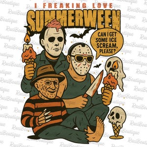 Summer Halloween png, I Freaking Love Summer PNG, Funny Halloween Funny, Horror Characters png, Halloween in Summer Digital Shirt Design
